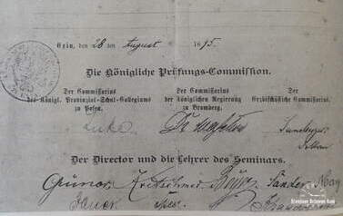22.08.1895. Fragment świadectwa z podpisami komisji egz. Z archiwum Z. Hartwicha, przesłane przez L. Kabacińskiego