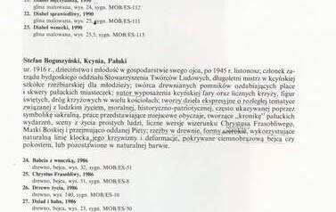 Notka o autorze. W: Rzeźba ludowa, Wyd. Muzeum Okręgowe im. L. Wycz&oacute;łkowskiego, Bydgoszcz 1993