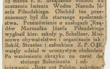 Notka prasowa z 1933 r., w kt&oacute;rej jest wymieniony kier. Schellner. Z archiwum Michała Poczobutta