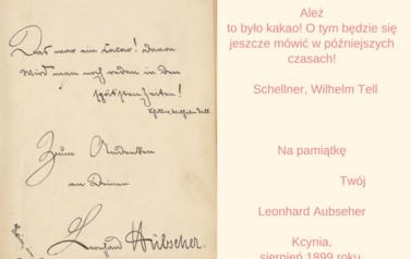 Sztambuch Leo Schellnera, str. 3 wraz z tłumaczeniem 