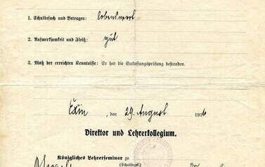 Świadectwo II - Weber - 1916 - str. 1. Z archiwum Zbigniewa Prusaka