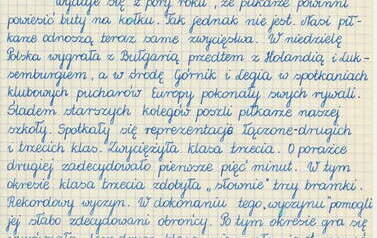 Przepisany artykuł Wojciecha Cieślewicza do umieszczenia w gazetce szkolnej. 