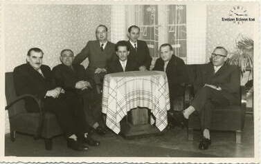 Od lewej M. Jędrzejewski, E. Kujawa, I. Grewling, Cz. Doberstein, J. Zbieralski, Fr. Palinkiewicz, Cz. Radoszewski. Z archiwum Andrzei Doberstein
