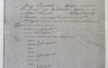 Świadectwo Georga (Jerzego) Popiołka, 1895. Z archiwum Leszka Kabacińskiego 