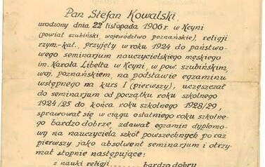 Odpis Dyplomu z 19.07.1929 r. - str. 1. Z archiwum Tadeusza Zielińskiego 