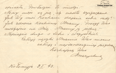 List Marychny Kowalskiej, żony Stefana - str. 3. Z archiwum Tadeusza Zielińskiego