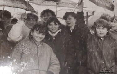 Pierwszego maja 1985 r. w Kcyni spadł śnieg. Z archiwum Barbary Piątkowskiej 
