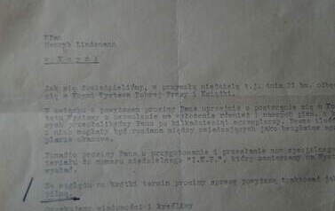 Korespondencja z firmą Alfred Ksycki - Zakłady Wydawnicze Żnin w sprawie wystawy dobrej książki i prasy w Kcyni, 16.11.1937 r. Z archiwum Wojciecha Niedźwiedzińskiego