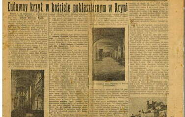 Cudowny Krzyż w kościele poklasztornym. Artykuł H. Lindemanna, IKP, 2.12.1937 r. Z archiwum Wojciecha Niedźwiedzińskiego