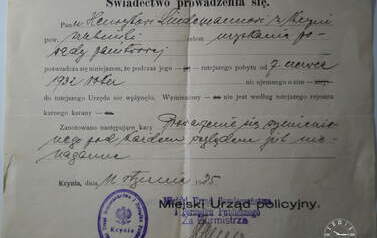 Świadectwo prowadzenia się. Ze zbior&oacute;w Wojciecha Niedźwiedzińskiego