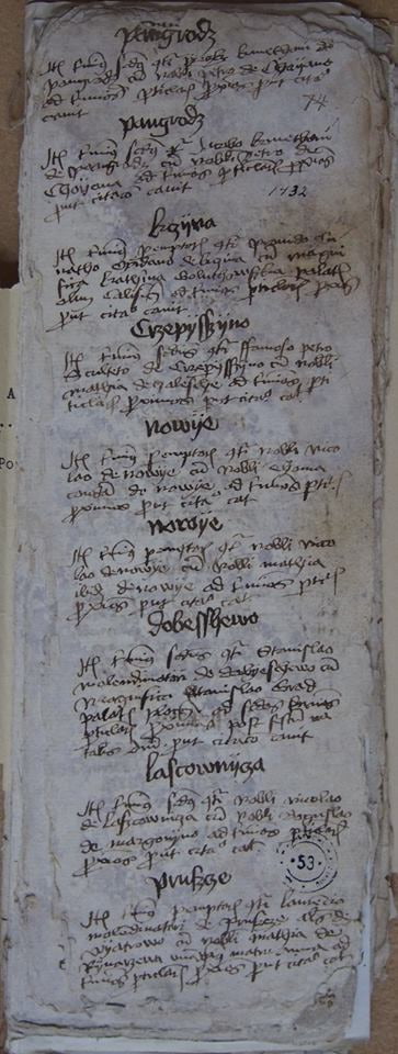Jedna z najstarszych (o ile nie najstarsza) wzmianka o Kcyni w AP w Poznaniu. Rok 1432. Resignationes, inscriptiones, relationes, decreta [protocollon]. (z zespołu Księgi sądu ziemskiego w Kcyni, sygn. 1). Źr&oacute;dło: Archiwum Państwowe w Poznaniu