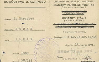Zaświadczenie - wewnętrzne strony. Z archiwum Władysława Rudaś