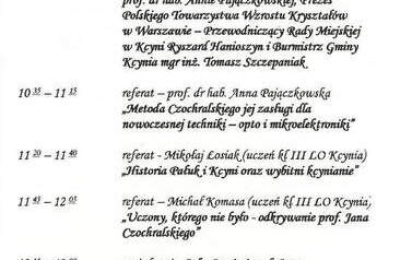 Młodzieżowa sesja z okazji 50. rocznicy śmierci Jana Czochralskiego. Ulotka 2. Z archiwum SP w Kcyni