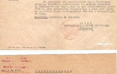 Stanisław Adamski - zaświadczenia o udziale w powstaniu. Z archiwum Bogny Adamskiej 