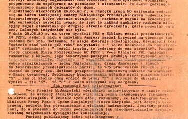 Strajkowy biuletyn informacyjny (str. 1). Z archiwum Ewy Hałas 