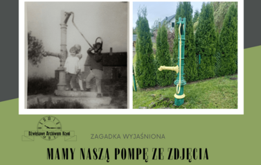 kolaż -  wsp&oacute;łczesne zdjęcie pompy z Grabowa