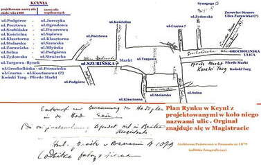 Tomasz Kmiotek nani&oacute;sł nazwy ulic na stary plan miasta Kcyni 