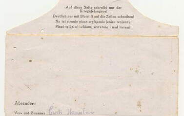 List Stanisława Ćwika do matki. List napisany w oflagu w Murnau. Z archiwum Wandy Częstochowskiej