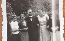 Spotkanie z państwem Prillami. Pierwsza z prawej mama p. Klary. Sierpień 1939 r.