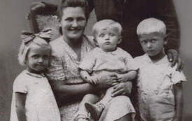 Monika i Kazimierz Budzińscy z dziećmi: Bożeną, Ryszardem i Bogdanem, 1948 r. 
