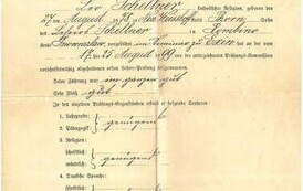 Świadectwo ukończenia drugiego roku nauki przez Leo Schellnera, 25.08.1899. Z archiwum Michała Poczobutta