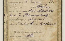 Świadectwo ukończenia nauki przez ucznia stolarskiego Bolesława Dykiera z 1911 r. Z archiwum rodziny Dykier i Kosznik