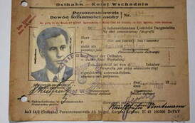 Personenausweis (dow&oacute;d tożsamości osoby). Henryk Kozłowski jako pracownik Kolei Wschodniej. 