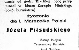Życzenia dla J&oacute;zefa Piłsudskiego. Orędownik powiatu Szubińskiego 1934 03 17 R 15 nr 21, źr&oacute;dło: Kujawsko-Pomorska Biblioteka Cyfrowa