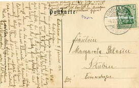 Rewers poczt&oacute;wki wysłanej 4 lutego 1913 r. Z archiwum Zbigniewa Prusaka