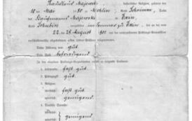 Świadectwo Władysława Majewskiego, Kr&oacute;lewskie Seminarium Nauczycielskie, 1901 r., str. 1. Z archiwum rodziny Majewskich