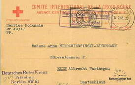 Zawiadomienie z Międzynarodowego Czerwonego Krzyża wysłane do matki Henryka, 17.02.1943 r., str. 1. Z archiwum Wojciecha Niedźwiedzińskiego 
