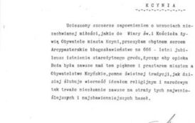List gratulacyjny od Prymasa Hlonda. Z archiwum Tadeusza Zielińskiego 